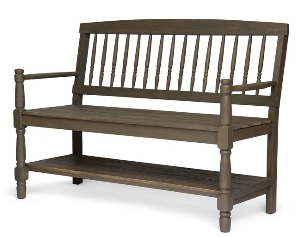 dark gray wood outdoor bench